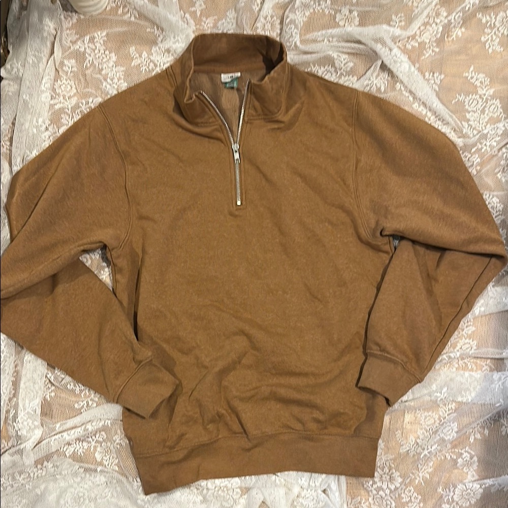 Unisex Earth Wash Brown Half-Zip Sweater